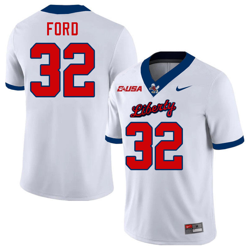 Liberty Flames #32 Jabin Ford College Football Jerseys Stitched-White